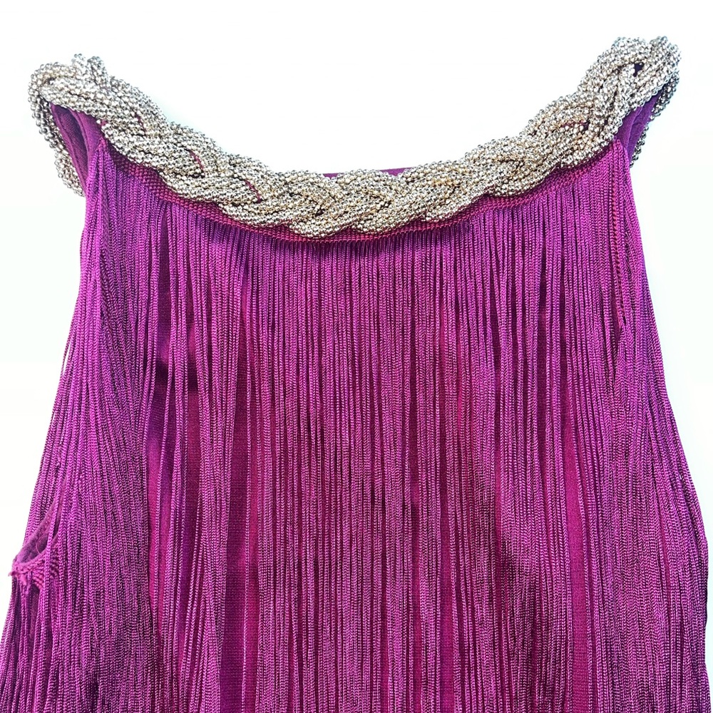 YA Los Angeles Short Fringe Dress w/ Beaded Neckline S59-18 - Picture 9 of 9